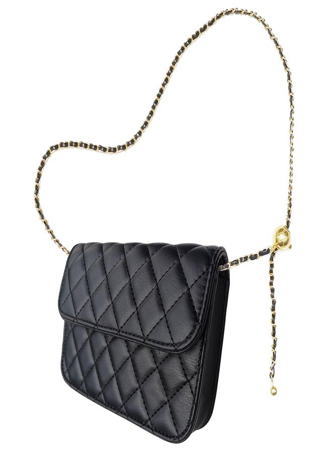 INNTURT Mini Belt Bag, Synthetic Leather Quilted Bags for Women Small Crossbody Bag Mini Bags for Women Trendy Accessories Small Black - Image 1